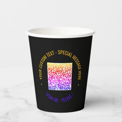 QR Code and Custom Text Paper Cups _ Choose Colors