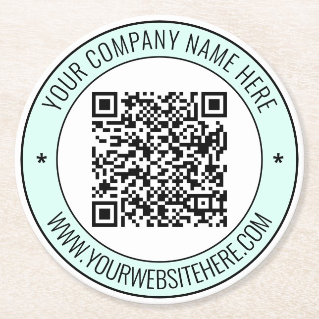 QR Code and Custom Text Personalized Paper Coaster (Front)