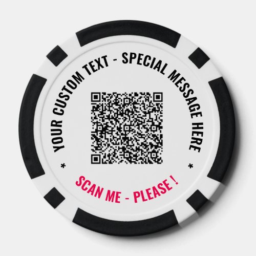 QR Code and Custom Text Personalized Poker Chips