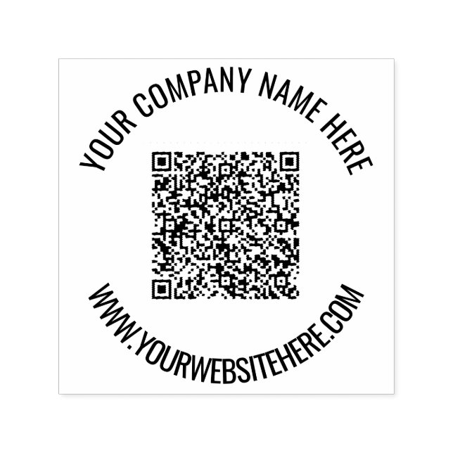 QR Code and Custom Text Personalized Round Stamp (Design)