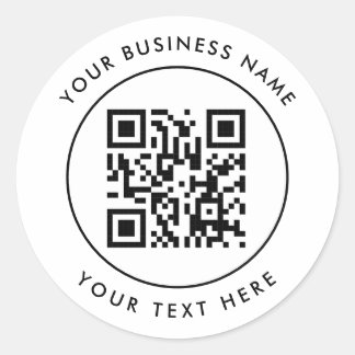 QR Code and Custom Text  Personalized White Classic Round Sticker