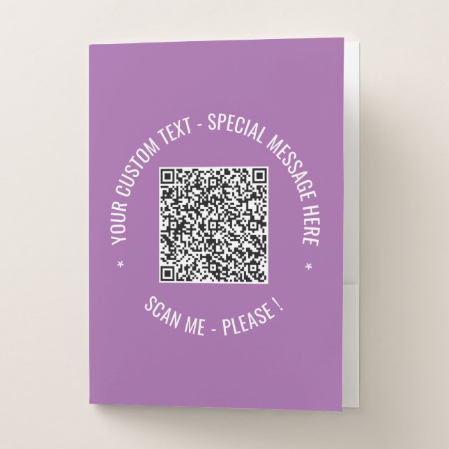 QR Code and Custom Text Pocket Folder Choose Color (Front)