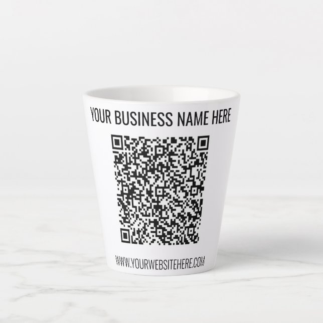 QR Code and Custom Text Professional Modern Latte Mug (Front)