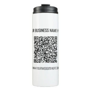 QR Code and Custom Text Professional Modern Thermal Tumbler