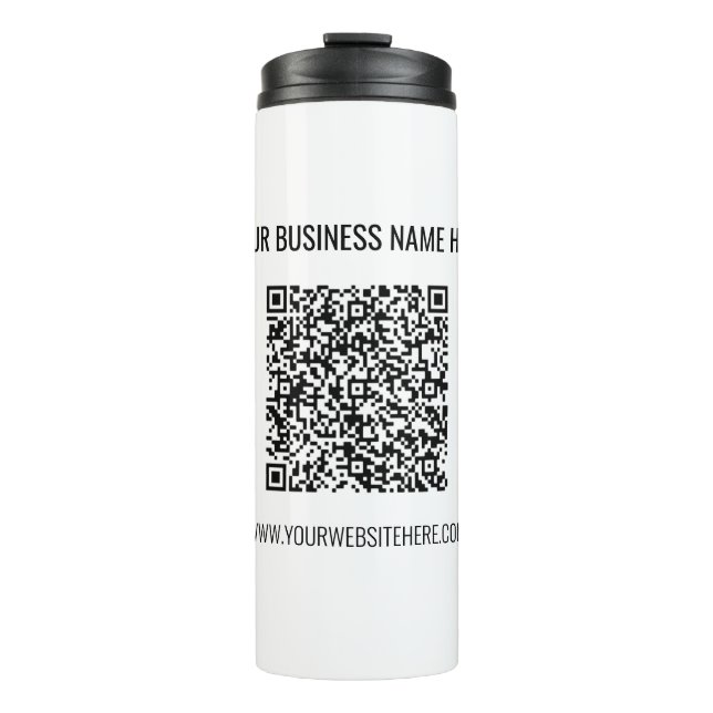 QR Code and Custom Text Professional Modern  Thermal Tumbler (Front)
