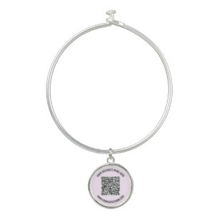 QR Code and Custom Text Professional Personalized  Bangle Bracelet