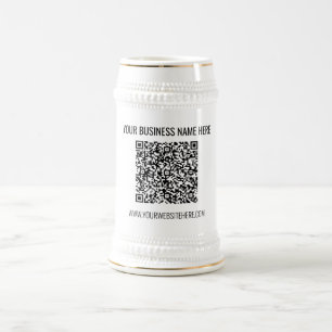 QR Code and Custom Text Professional Personalized Beer Stein