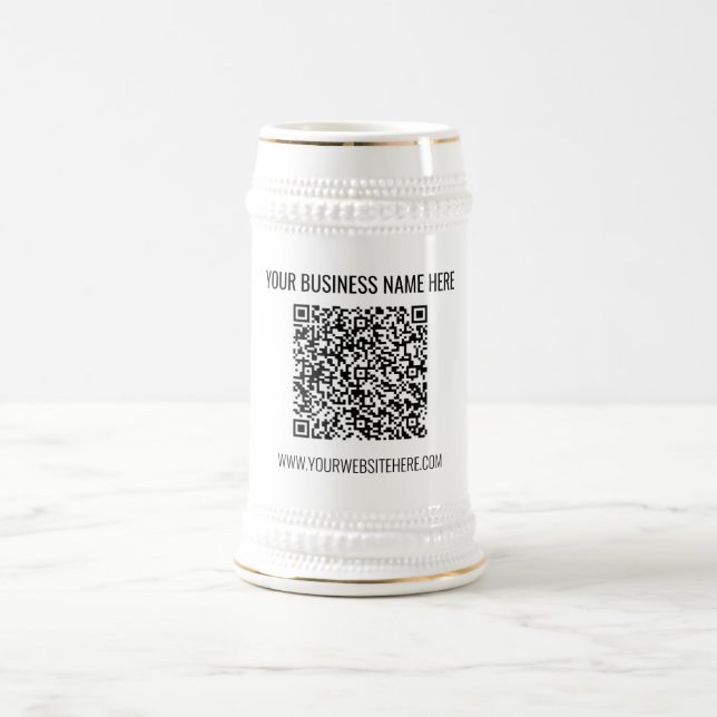 QR Code and Custom Text Professional Personalized  Beer Stein (Center)