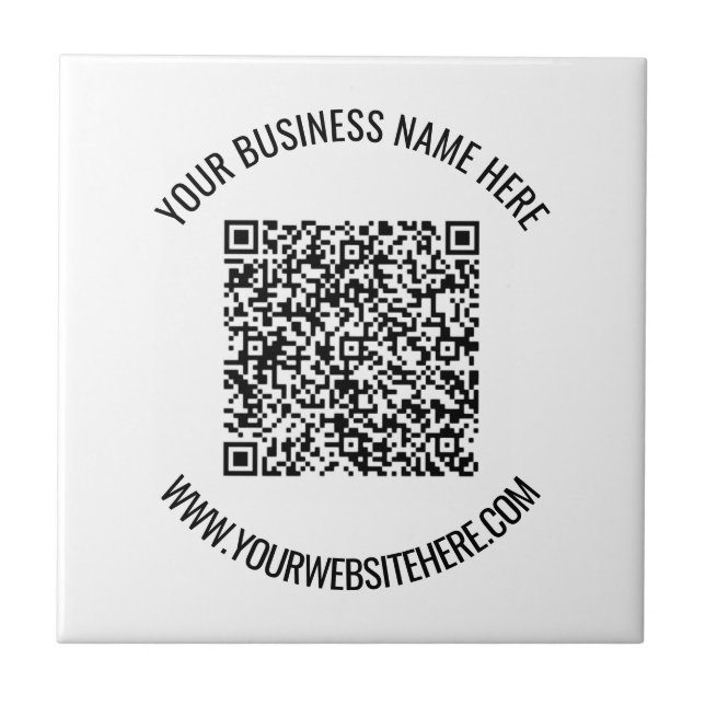 QR Code and Custom Text Professional Personalized  Ceramic Tile (Front)