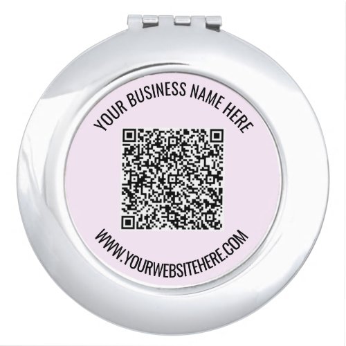 QR Code and Custom Text Professional Personalized Compact Mirror