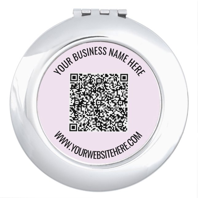 QR Code and Custom Text Professional Personalized Compact Mirror (Front)