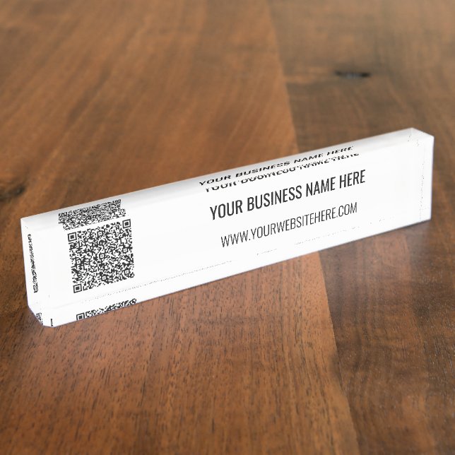 QR Code and Custom Text Professional Personalized Desk Name Plate (Side)