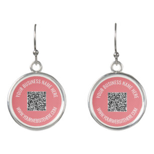 QR Code and Custom Text Professional Personalized  Earrings