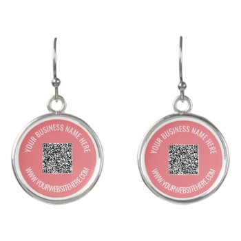 Qr Code And Custom Text Professional Personalized  Earrings by Migned at Zazzle