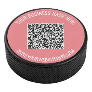 QR Code and Custom Text Professional Personalized Hockey Puck