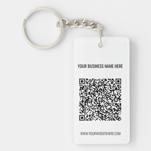 QR Code and Custom Text Professional Personalized  Keychain (Front)