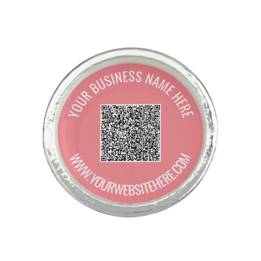 QR Code and Custom Text Professional Personalized Ring (Front)