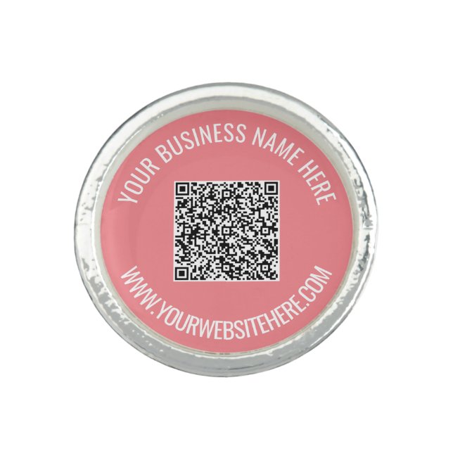 QR Code and Custom Text Professional Personalized Ring (Front)