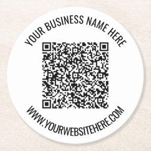 QR Code and Custom Text Professional Personalized  Round Paper Coaster