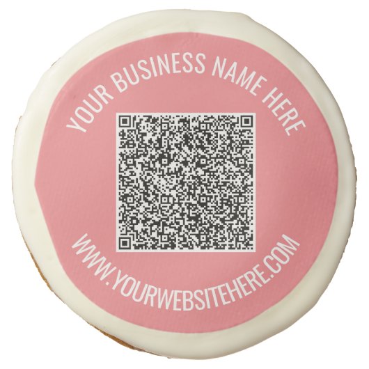 QR Code and Custom Text Professional Personalized Sugar Cookie (Front)