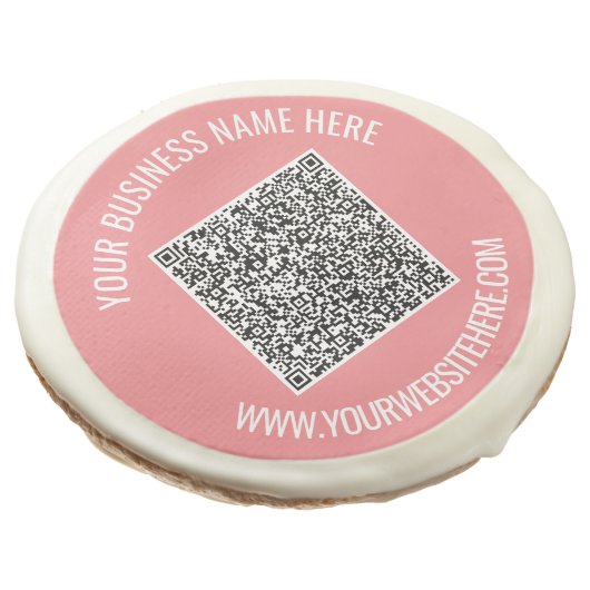 QR Code and Custom Text Professional Personalized Sugar Cookie (Angled)