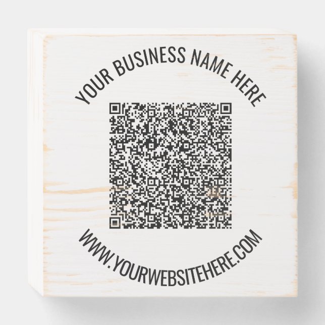 QR Code and Custom Text Professional Personalized  Wooden Box Sign (Front Horizontal)