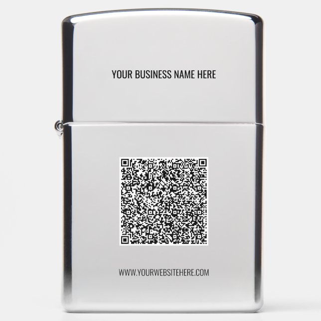 QR Code and Custom Text Professional Personalized Zippo Lighter (Front)