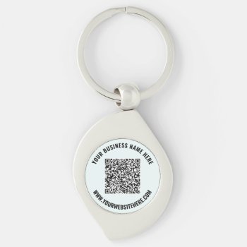 Qr Code And Custom Text Promotional Keychain Gift by Migned at Zazzle