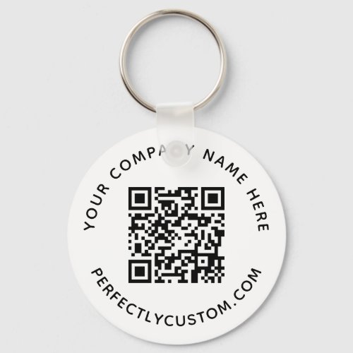 QR code and custom text round Keychain