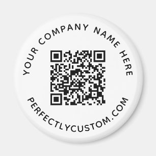 QR code and custom text round Magnet