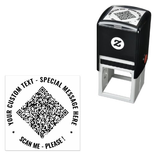 QR Code and Custom Text Round Self_inking Stamp