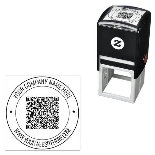 QR Code and Custom Text Round Self_nking Stamp