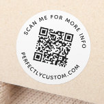 QR code and custom text round Sticker<br><div class="desc">Round stickers with your QR code and custom text.  Change fonts and colors,  move and resize elements with the design tool. Follow us on Facebook: @businessstationery for more products,  news,  sales and more. NOTE! YOU NEED TO REPLACE THE QR CODE TEMPLATE WITH YOUR OWN QR CODE!</div>