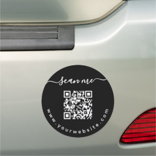 QR code and custom text round Sticker Car Magnet