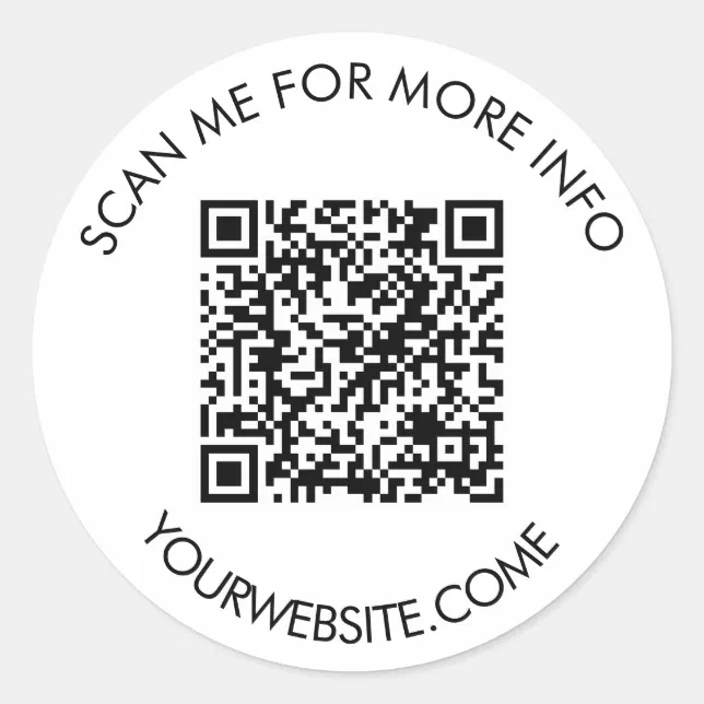 Round Qr Code With Text Inside Code QR code and custom text round white & black Classic Round Sticker | Zazzle