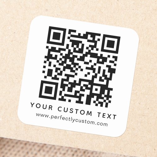 QR code and custom text Square Sticker