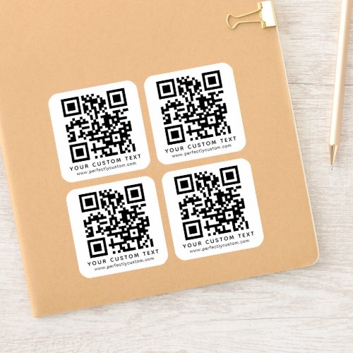 QR code and custom text square vinyl Sticker