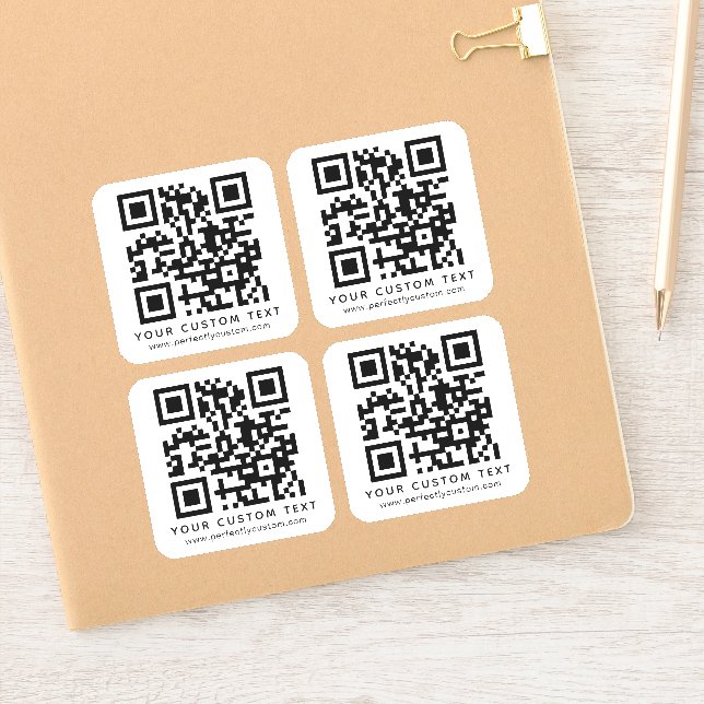QR code and custom text square vinyl Sticker (Notebook)
