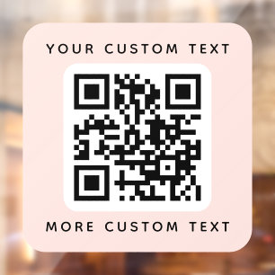 QR code and custom text top and bottom blush pink Window Cling