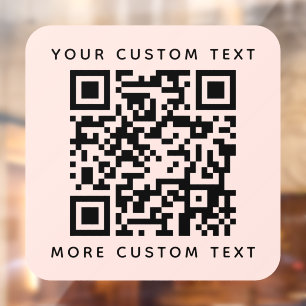 QR code and custom text top and bottom blush pink Window Cling