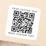 QR code and custom text top and bottom Square Sticker