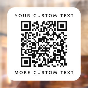 QR code and custom text top and bottom template Window Cling