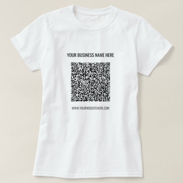 QR Code and Custom Text Your Business T-Shirt Gift (Design Front)