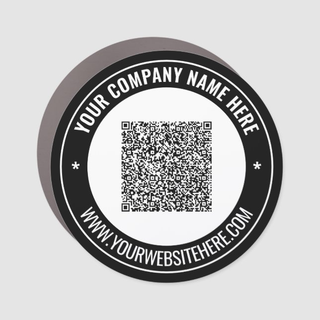 QR Code and Custom Text Your Company Car Magnet (Front)