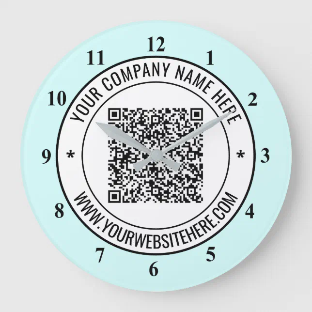 QR Code and Custom Text Your Promotional Clock Zazzle