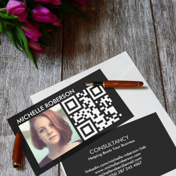 Qr Code And Headshot Business Card by CustomizePersonalize at Zazzle