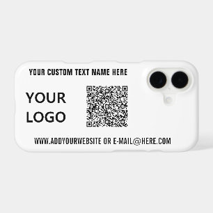 QR Code and Logo and Text iPhone Case Template