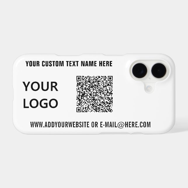 QR Code and Logo and Text iPhone Case Template (Back Horizontal)