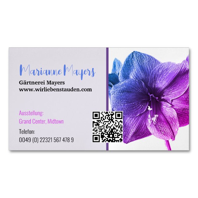 QR code and Photography  Business Card Magnet (Front)
