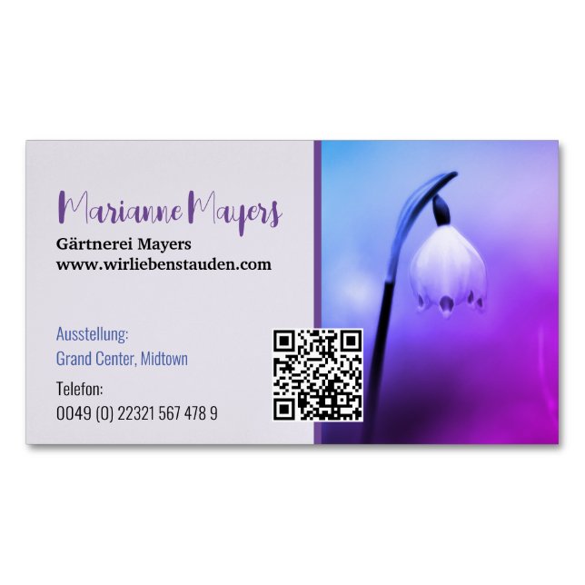 QR code and Photography  Business Card Magnet (Front)
